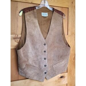Arizona 100% Genuine Leather XL Brown Western Button Vest Cowgirl Festival Boho